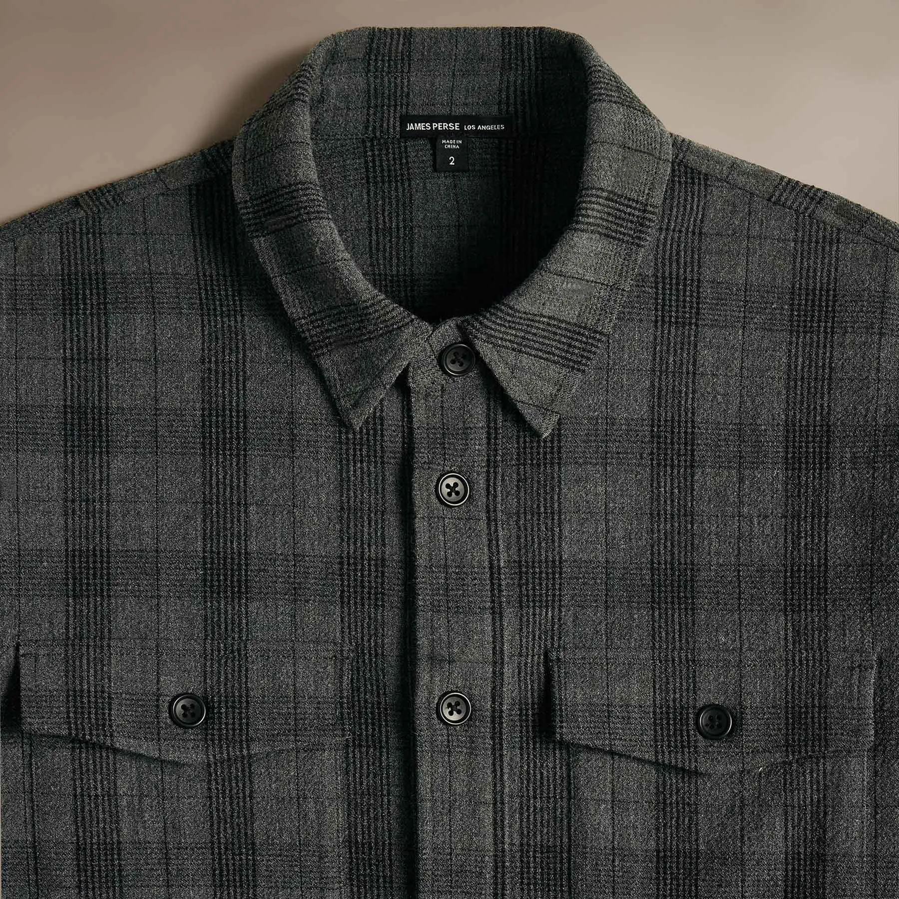 Wool Blend Shirt Jacket - Charcoal/Black